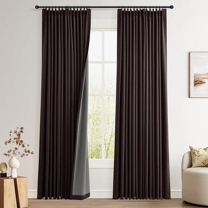 Pinch Pleated Linen 100% Blackout Curtains 90 Inches by Joywell