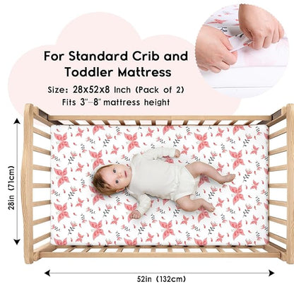 Yoofoss Baby Crib Sheets for Boys Girls, Fitted Crib Sheet 2 Pack for Standard - Image 2