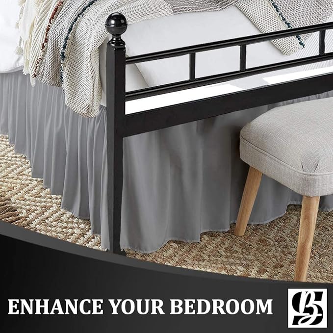 SKY BEDDINGS - Queen Size Ruffled Bed Skirt - 16 Inch Drop Dust Ruffle Bed - Image 2