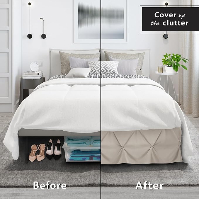Nestl Linen Bed Skirt Cal King Size, Pinch Pleat Cal King Bed Skirt, Hotel - Image 4