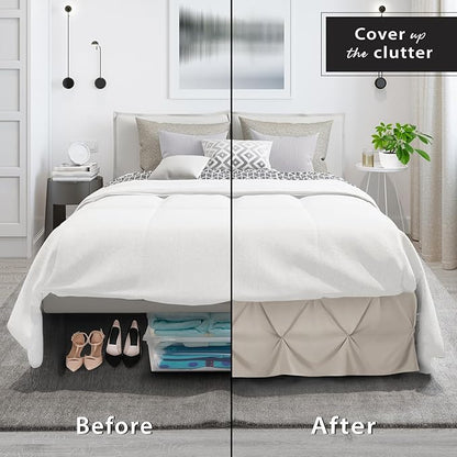 Nestl Linen Bed Skirt Full Size, Pinch Pleat Full Bed Skirt, Hotel Quality - Image 4