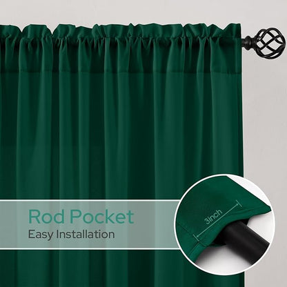 HOMEIDEAS Non-See-Through Dark Green Privacy Semi Sheer Curtains 96 Inches Long - Image 7
