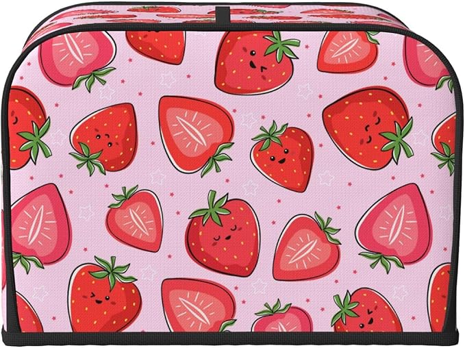 Pink Strawberry Kawaii Fruit 4 Slice Toaster Cover, Waterproof Toaster Dust - Image 3