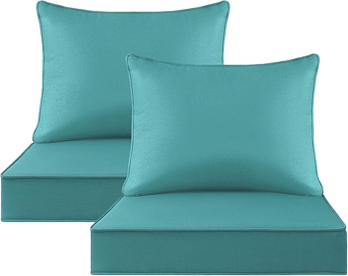 Outdoor Patio Chair Cushions Set, Water-Repellent, Fade Resistant, Deep Seat by Unimatta