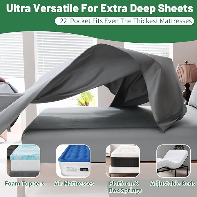Extra Deep Pocket King Sheets 18-24 Inch 1000 Thread Count 100% Egyptian Cotton - Image 4
