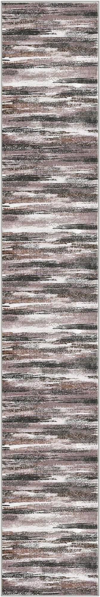Modern Abstract Runner Rug 2.6x16, Dark Light Brown White Washable Long Kitchen - Image 8