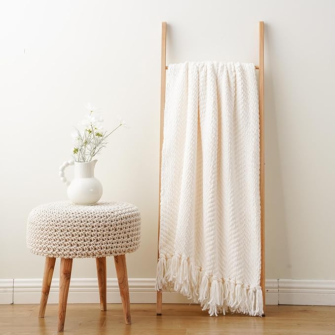 BATTILO HOME Cream White Throw Blanket - Image 8