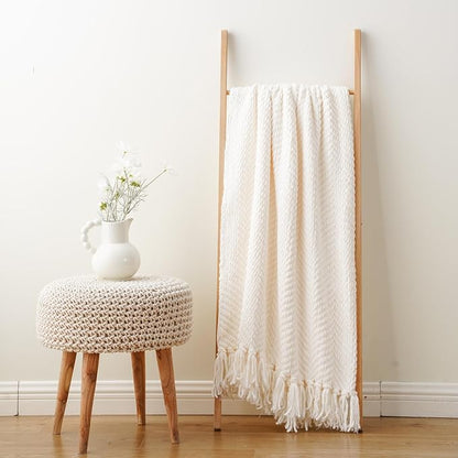 BATTILO HOME Cream White Throw Blanket - Image 8
