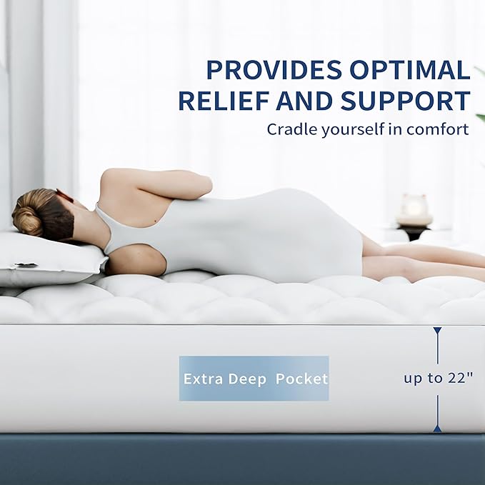 Sunflower Queen Mattress Pad, Hypoallergenic Cotton Mattress Cover, 18-22" - Image 2