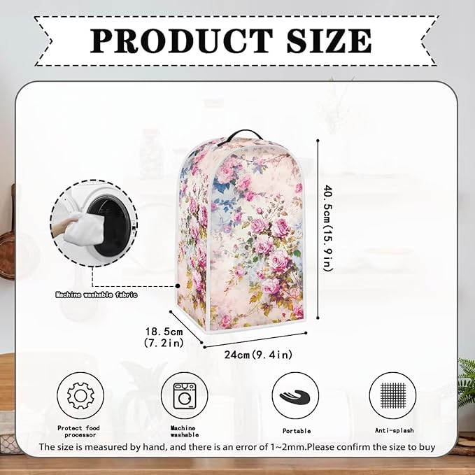 Talayituse Watercolor Rose Flower Print Blender Dust Cover, Fingerprint - Image 6