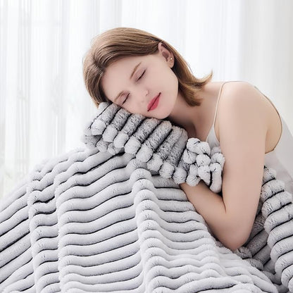 NEWCOSPLAY Super Soft Twin Blanket Black and White Premium Silky Flannel Fleece - Image 4