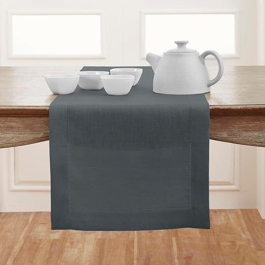 Solino Home Linen Hemstitch Table Runner 60 Inches by SolinoHome
