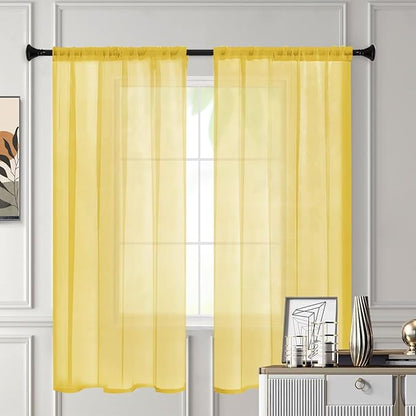 Sheer Curtains 84 Inches Long 2 Panels, Rod Pocket Short Curtain - Image 3