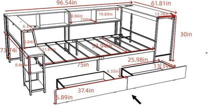 bellemave full size corner bed frame with storage, close-up detail