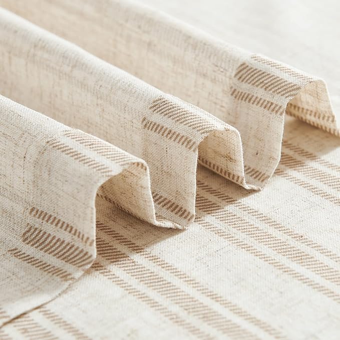 jinchan Linen Kitchen Curtains Striped Tier Curtains 36 Inch Farmhouse Small - Image 8