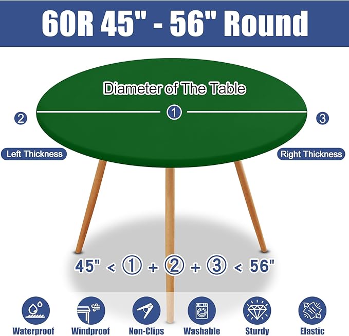Round Spandex Tablecloth, Elastic Fitted Waterproof Tablecloths - Image 8