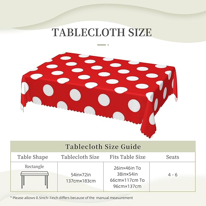 Polka Dots Red and White Tablecloth Vintage Round Spots Classic Simple Symmetry - Image 3