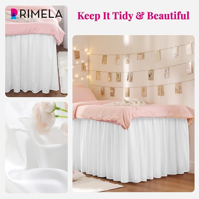RIMELA Dorm Bed Skirt Twin XL 32 Inch Drop, Bedroom Decor - Image 4