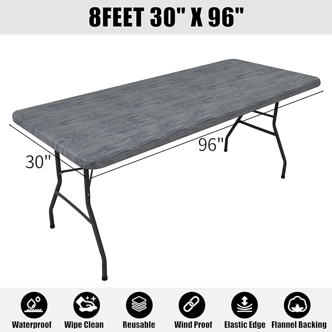 Smiry Rectangle Picnic Tablecloth, Waterproof Elastic Fitted Table Covers - Image 7