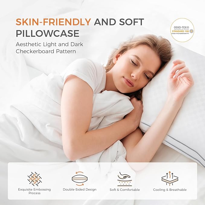 SweetNight Bed Pillows Standard Size Set of 2, Fluffy Luxury Hotel Collection - Image 3