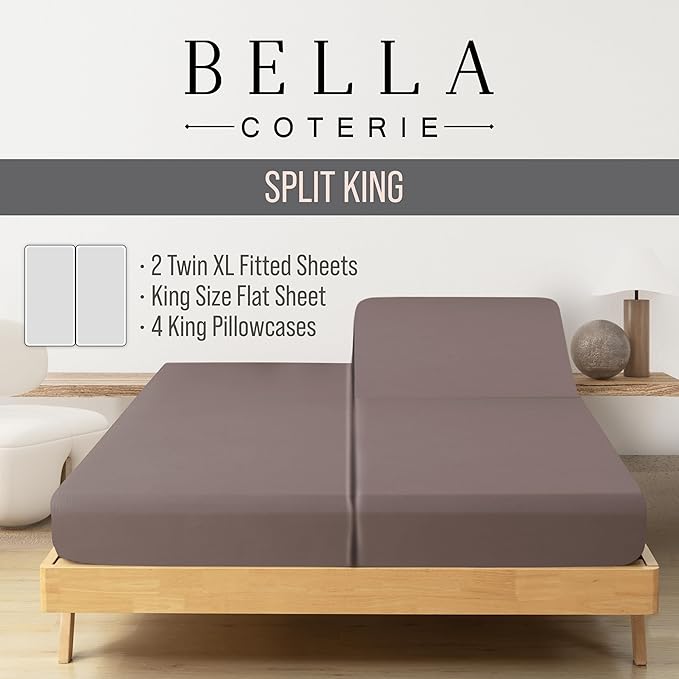 Bella Coterie 7 Piece Luxury Bamboo Viscose Split King Size Sheet Set | 2 - Image 2