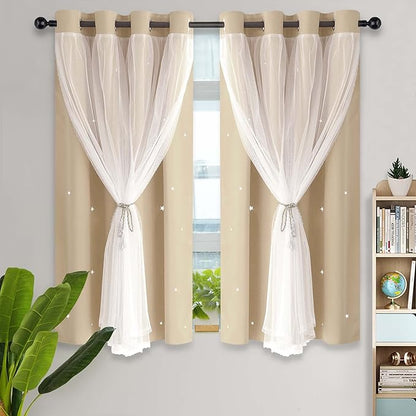 Kinryb Blackout Curtains for Girl Bedroom/Living Room/Classroom, Sheer Overlay by Kinryb