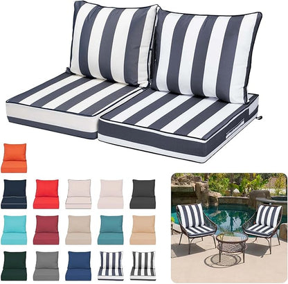 Deep Seat Outdoor Cushion Set of 2, UV&Fade Resistant Deep Seat Patio Cushions by Vulacko