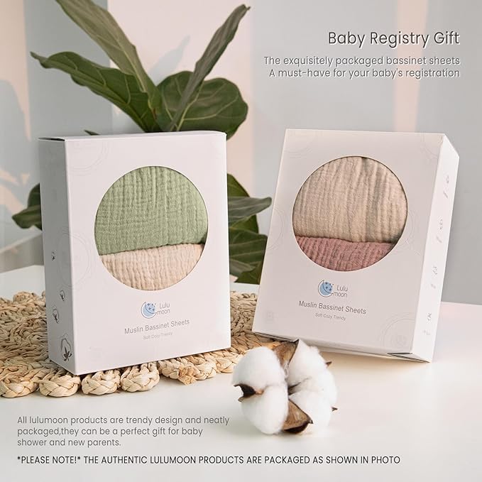 lulumoon Baby Muslin Bassinet Sheets: Cotton Bassinet Sheets Neutral - Image 7