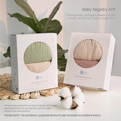 lulumoon Baby Muslin Bassinet Sheets: Cotton Bassinet Sheets Neutral - Image 7