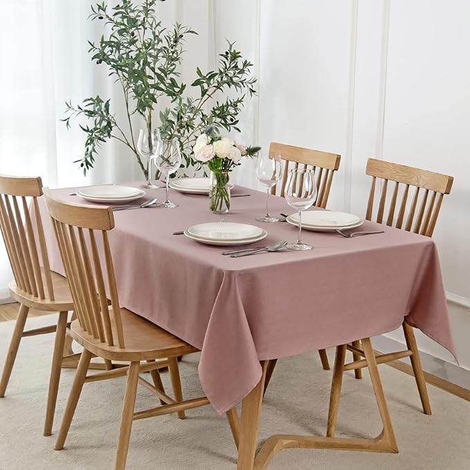 maxmill Square Tablecloth Slubby Texture Stain Resistant Waterproof Wrinkle - Image 2
