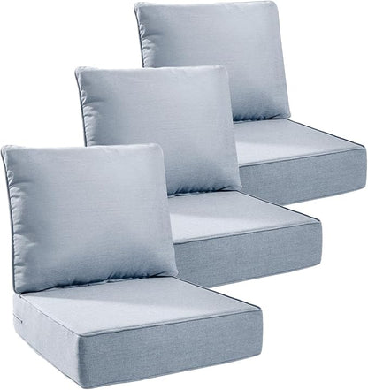 6" Thick Outdoor Cushions 24x24x6, 3-Set Deep Seat Patio Cushions by Pugire
