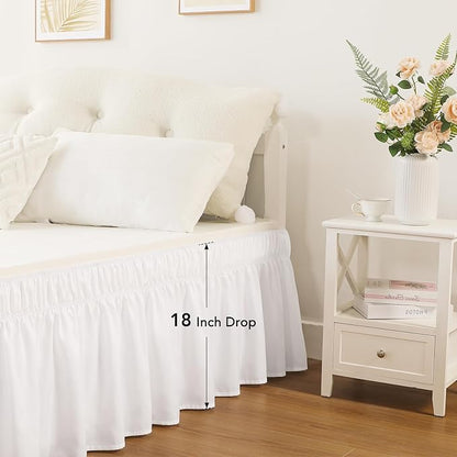 RIMELA White Bed Skirt Queen Size 18 Inch Drop, Elastic Bed Skirting - Image 5