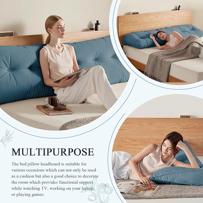 Headboard Pillow Queen, Large Triangular Wedge Headboard Pillow - Image 4