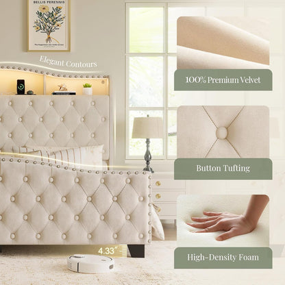 belffin platform bed frame with 50.9" led headboard, package contents