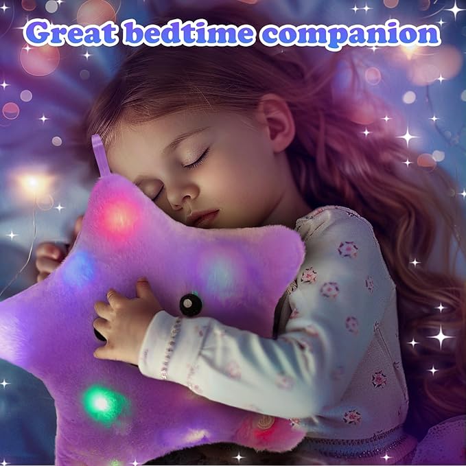 WEWILL 9'' LED Twinkle Star Soft Plush Pillow Toys Glowing Stuffed Star Light - Image 3