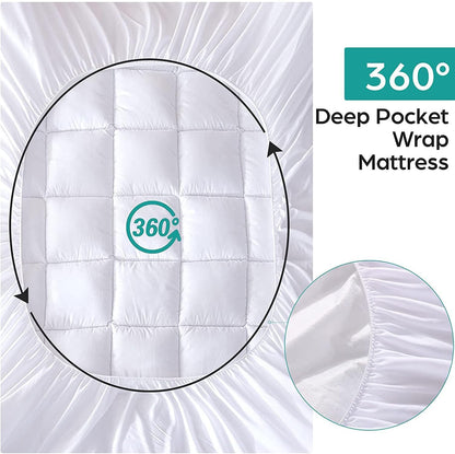 whatsbedding waterproof mattress topper queen size cotton top, package contents