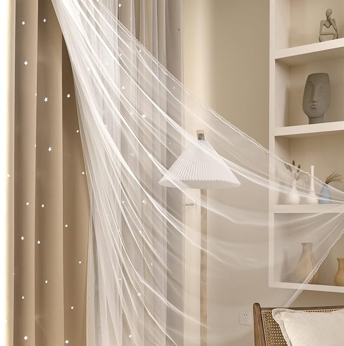 Kinryb Kids Blackout Curtains for Bedroom/Living Room/Classroom, Sheer Overlay - Image 4