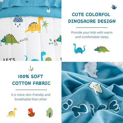 DJY Cotton Toddler Bedding Set for Boys Girls, 4 Pieces Dinosaur Toddler Bed - Image 4