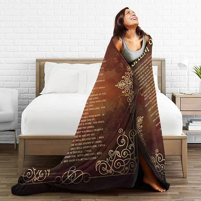 Psalm 91 Blanket Christian Religious Throw Blanket Bible Verse Flannel Stuff - Image 5