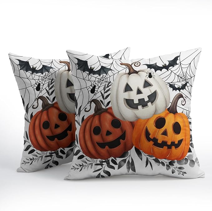 Halloween Pumpkin Throw Pillow Covers 22x22 Inch Pumpkins Jack-O-Lanterns - Image 2
