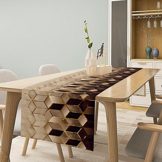 Geometric Marble Table Runner, 13x36 Inch - Image 3