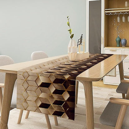 Geometric Marble Table Runner, 13x36 Inch - Image 3