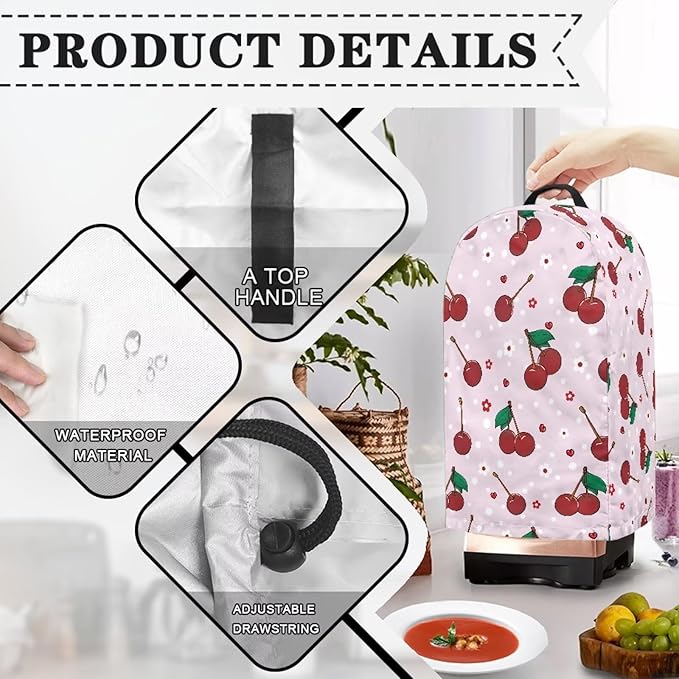 Cherry Print Blender Covers for Kitchen Food Processor Cover - Image 5