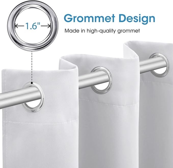 HOMEIDEAS Greyish White Blackout Curtains 52 X 63 Inch Bedroom Curtains Set of - Image 4