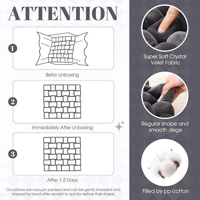 Wenqik 2 Pcs Knot Pillows Square Knotted Plush Throws Soft Accent Pillows - Image 3