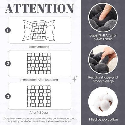 Wenqik 2 Pcs Knot Pillows Square Knotted Plush Throws Soft Accent Pillows - Image 3