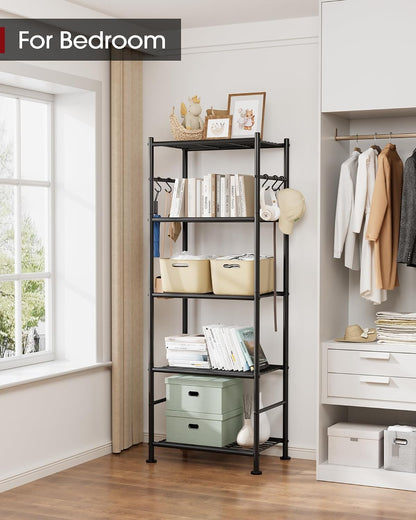 sakugi 5-tier storage rack organizer with hooks, heavy shown in use