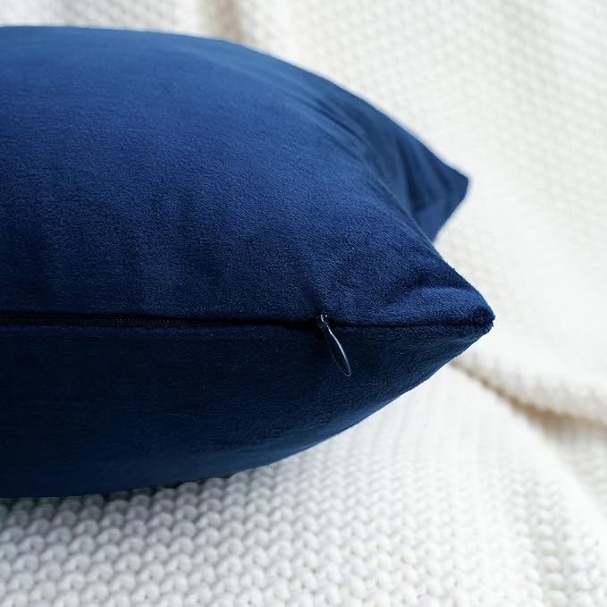 HWY 50 Navy Blue Velvet Rectangular Throw Pillow Covers 12x20 Inch - Image 3