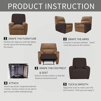 Easy-Going 4 Pieces Oversized Recliner Stretch Sofa Slipcover Sofa Cover - Image 7