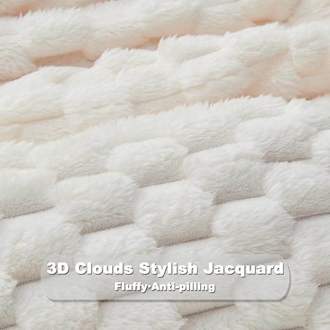 NEWCOSPLAY Super Soft King Blanket Ivory Premium Silky Flannel Fleece 3D Clouds - Image 5